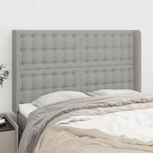 Čelo postele typu ušák světle šedé 147x16x118/128 cm textil - obrázek 1