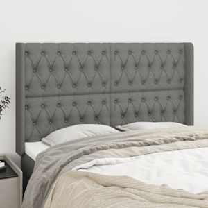 Čelo postele typu ušák tmavě šedé 147x16x118/128 cm textil - obrázek 1
