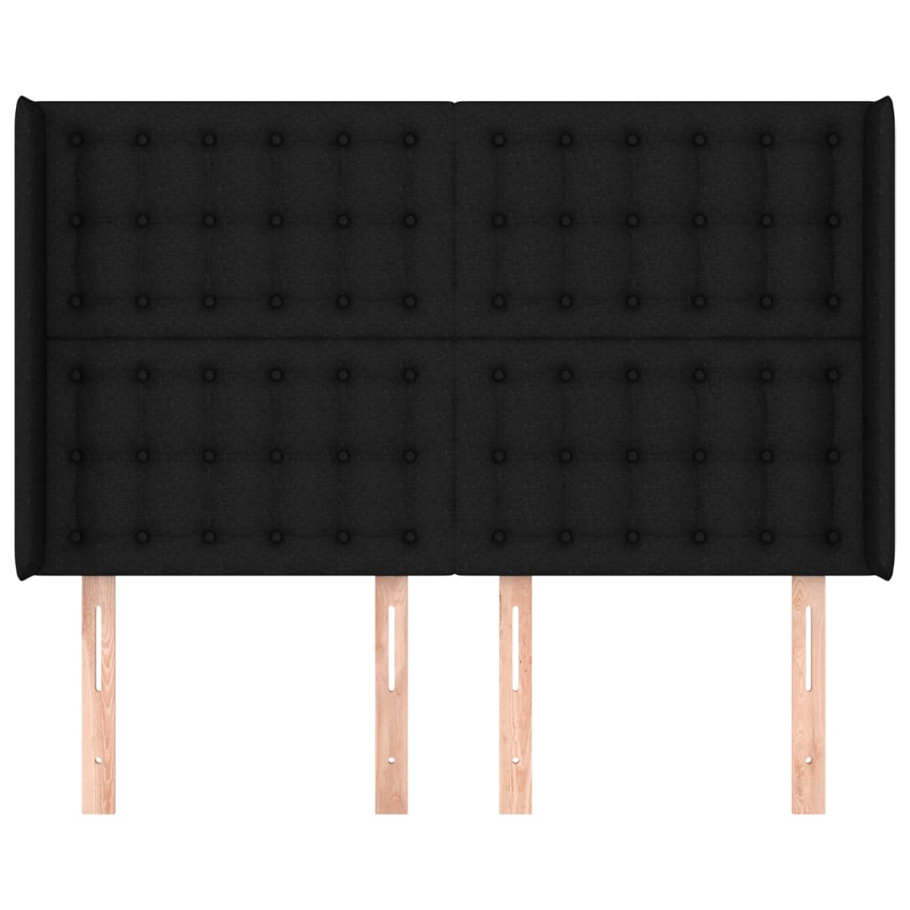 vidaXL Hoofdbord met randen 147x16x118/128 cm stof zwart afbeelding