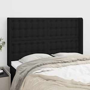 Čelo postele typu ušák černé 147x16x118/128 cm textil - obrázek 1