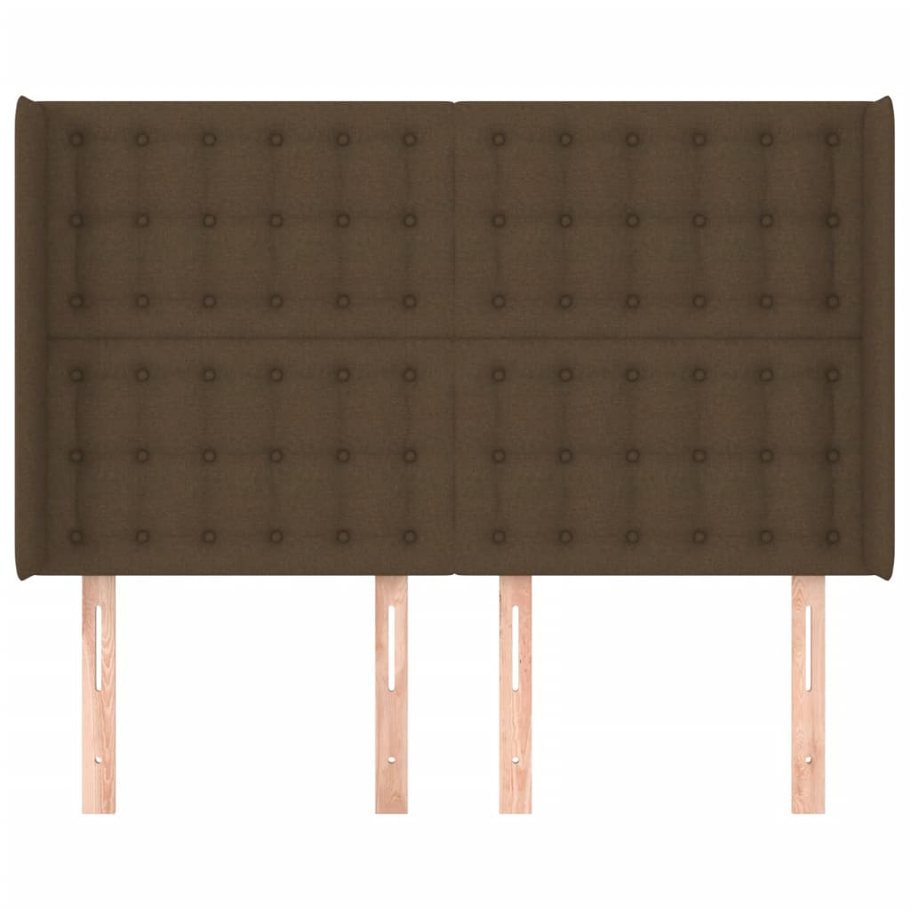 vidaXL Hoofdbord met randen 147x16x118/128 cm stof donkerbruin afbeelding