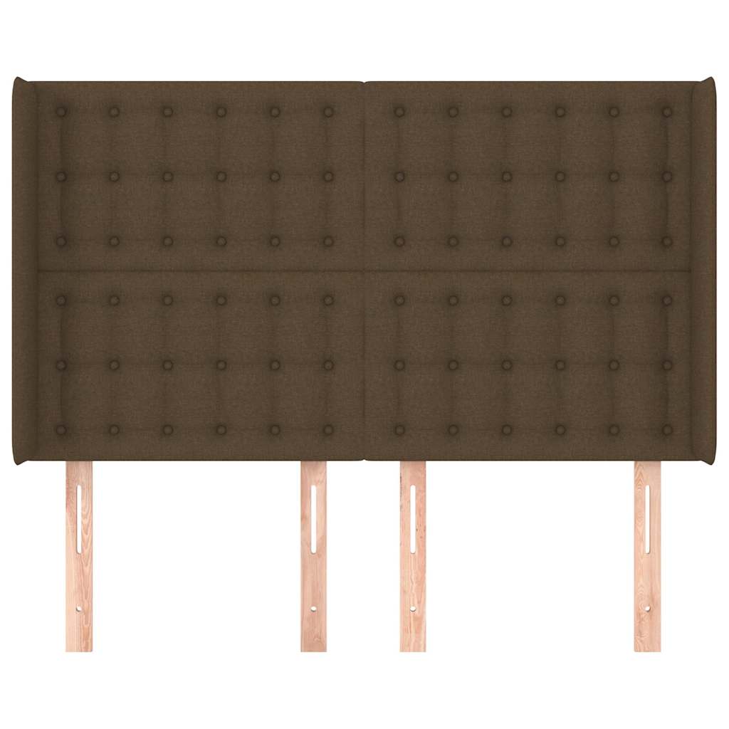 vidaXL Hoofdbord met randen 147x16x118/128 cm stof donkerbruin bruin, foto 2