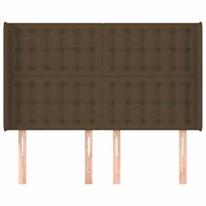 Čelo postele typu ušák tmavě hnědé 147x16x118/128 cm textil - obrázek 3