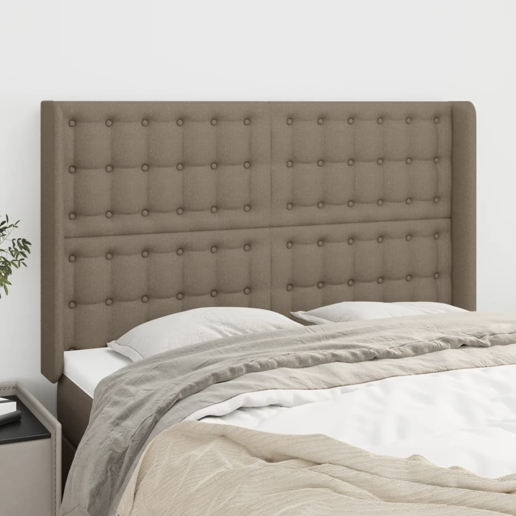vidaXL Tăblie de pat cu aripioare gri taupe 147x16x118/128 cm textil