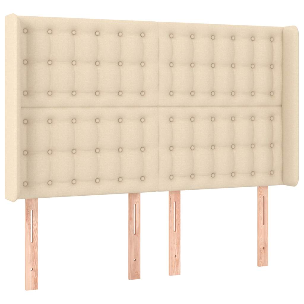 vidaXL Hoofdbord met randen 147x16x118/128 cm stof crèmekleurig, foto 3