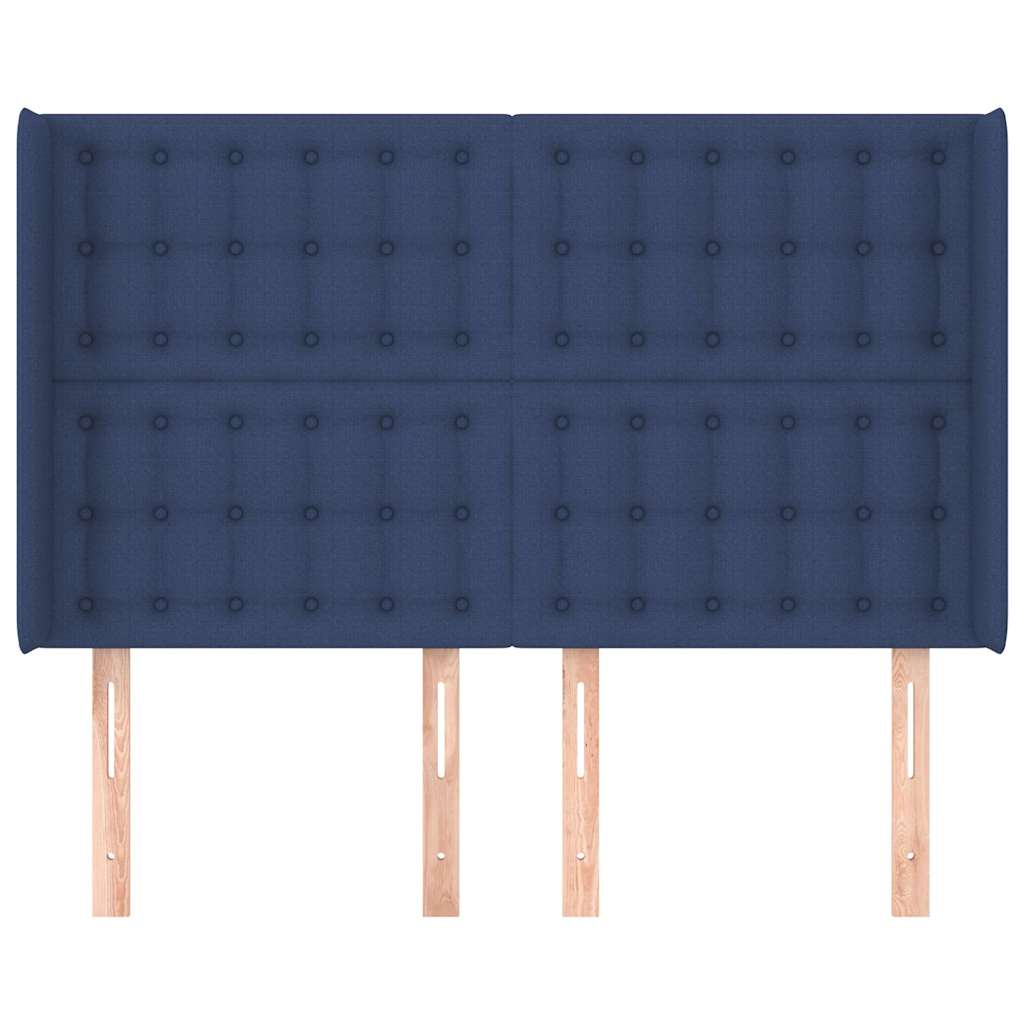 vidaXL Hoofdbord met randen 147x16x118/128 cm stof blauw, foto 2
