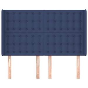 vidaXL Kopfteil mit Ohren Blau 147x16x118/128 cm Stoff