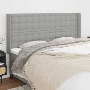 Čelo postele typu ušák světle šedé 163x16x118/128 cm textil - obrázek 1