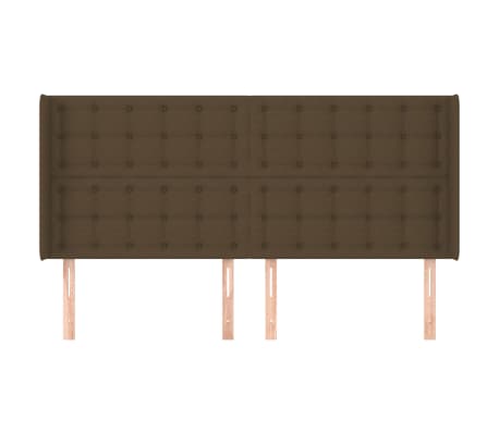 vidaXL T&ecirc;te de lit avec oreilles Marron fonc&eacute; 163x16x118/128 cm Tissu