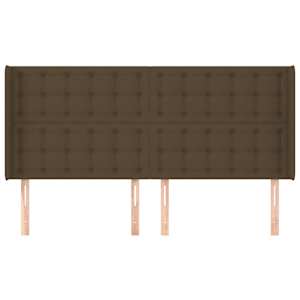 vidaXL T&ecirc;te de lit avec oreilles Marron fonc&eacute; 163x16x118/128 cm Tissu
