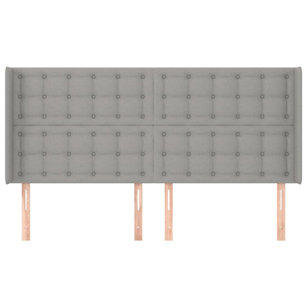 vidaXL Hoofdbord met randen 183x16x118/128 cm stof lichtgrijs afbeelding