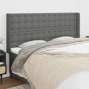 Čelo postele typu ušák tmavě šedé 183x16x118/128 cm textil - obrázek 1