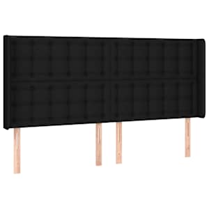 Čelo postele typu ušák černé 183x16x118/128 cm textil - obrázek 2