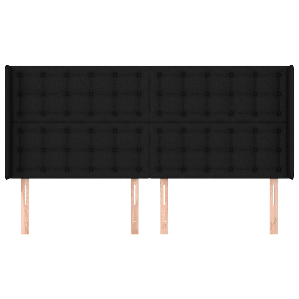 vidaXL Hoofdbord met randen 183x16x118/128 cm stof zwart afbeelding