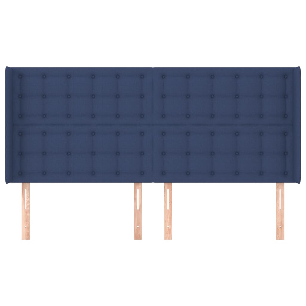 vidaXL Hoofdbord met randen 183x16x118/128 cm stof blauw afbeelding