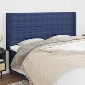 Čelo postele typu ušák modré 183x16x118/128 cm textil - obrázek 1