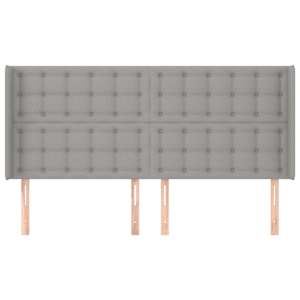 Čelo postele typu ušák světle šedé 203x16x118/128 cm textil - obrázek 3