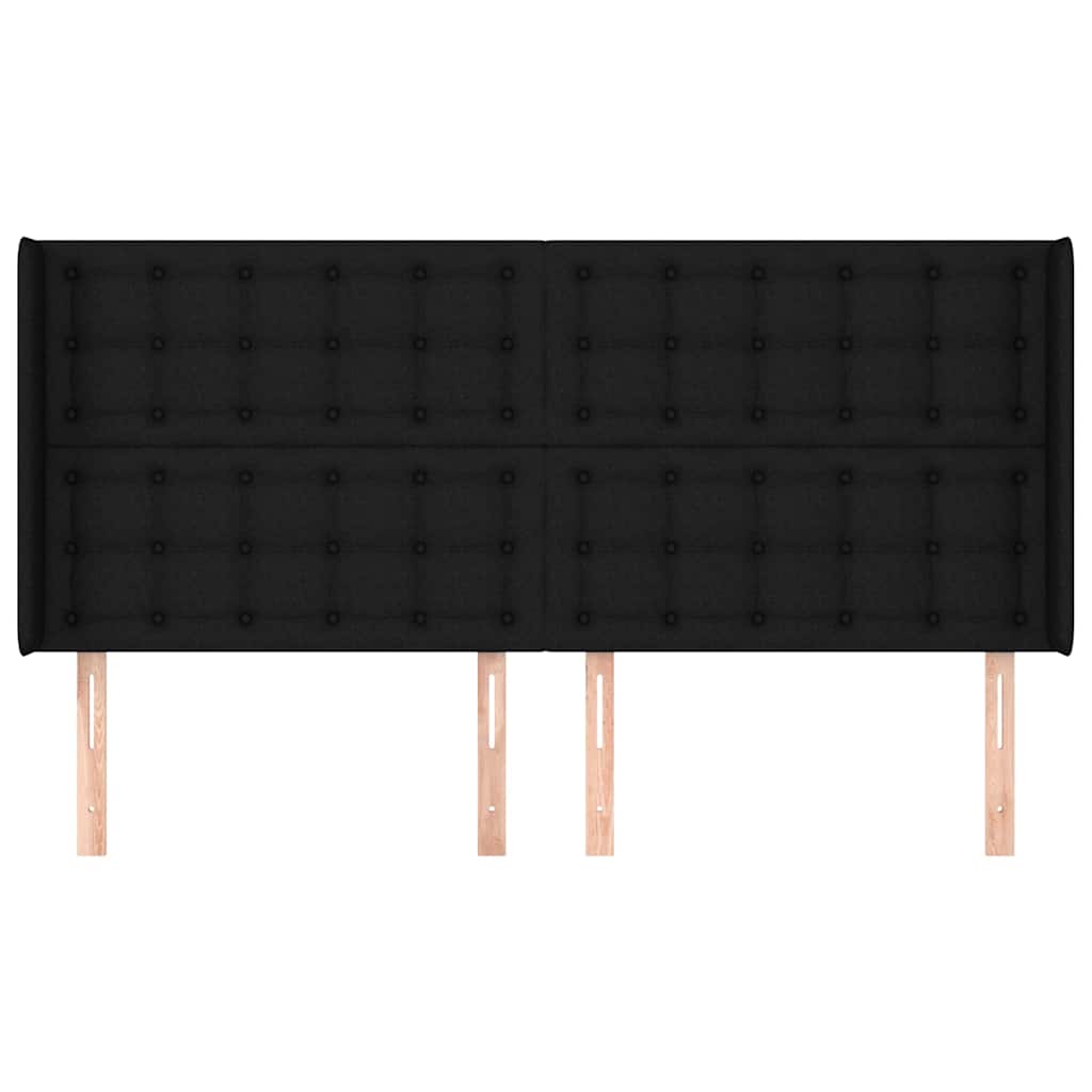 vidaXL Hoofdbord met randen 203x16x118/128 cm stof zwart, foto 2