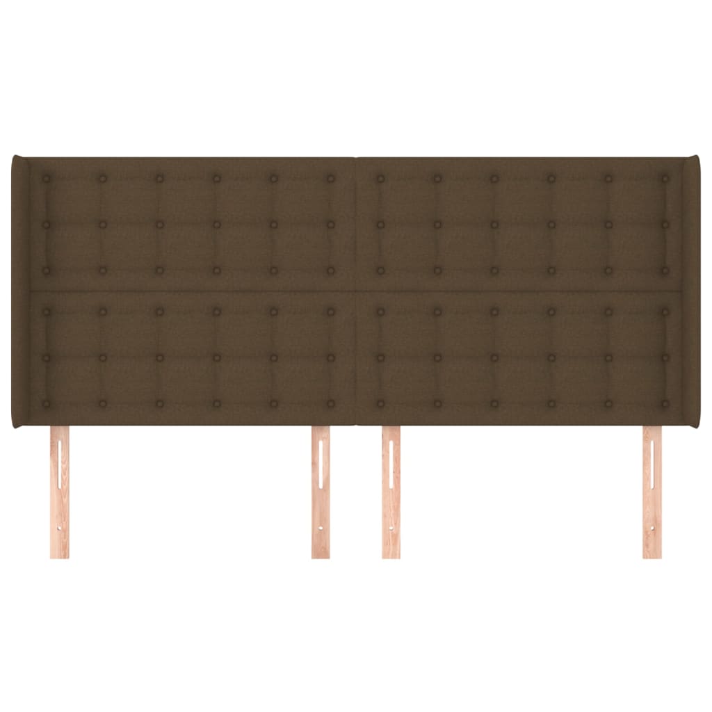 vidaXL Hoofdbord met randen 203x16x118/128 cm stof donkerbruin afbeelding
