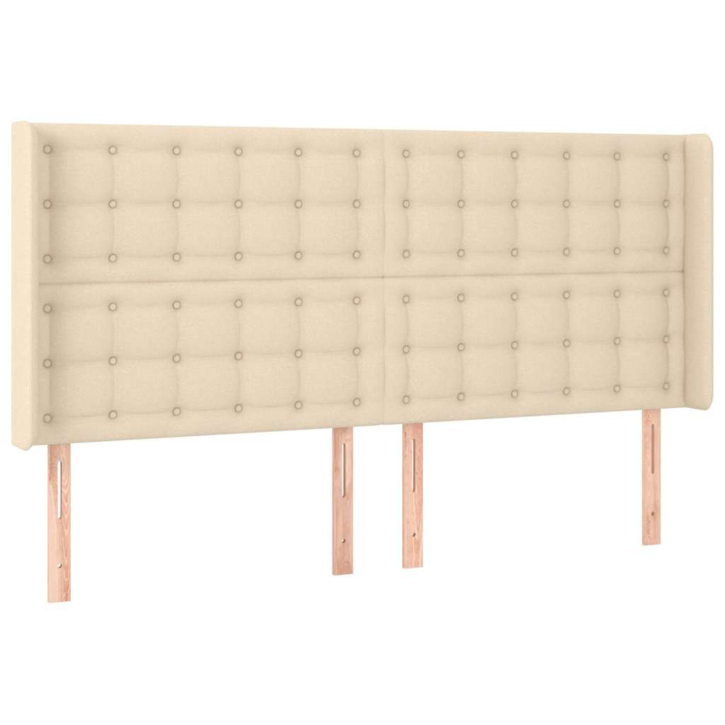 vidaXL Čelo postele typu ušák krémové 203x16x118/128 cm textil