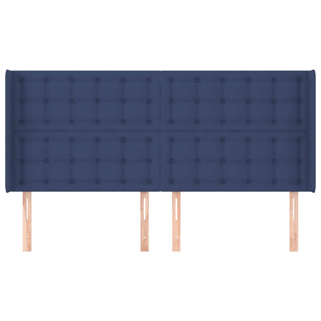 vidaXL Hoofdbord met randen 203x16x118/128 cm stof blauw, foto 2
