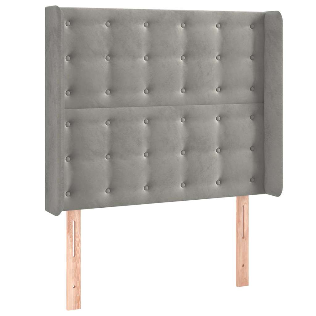 vidaXL Tăblie de pat cu aripioare gri deschis 83x16x118/128 cm catifea