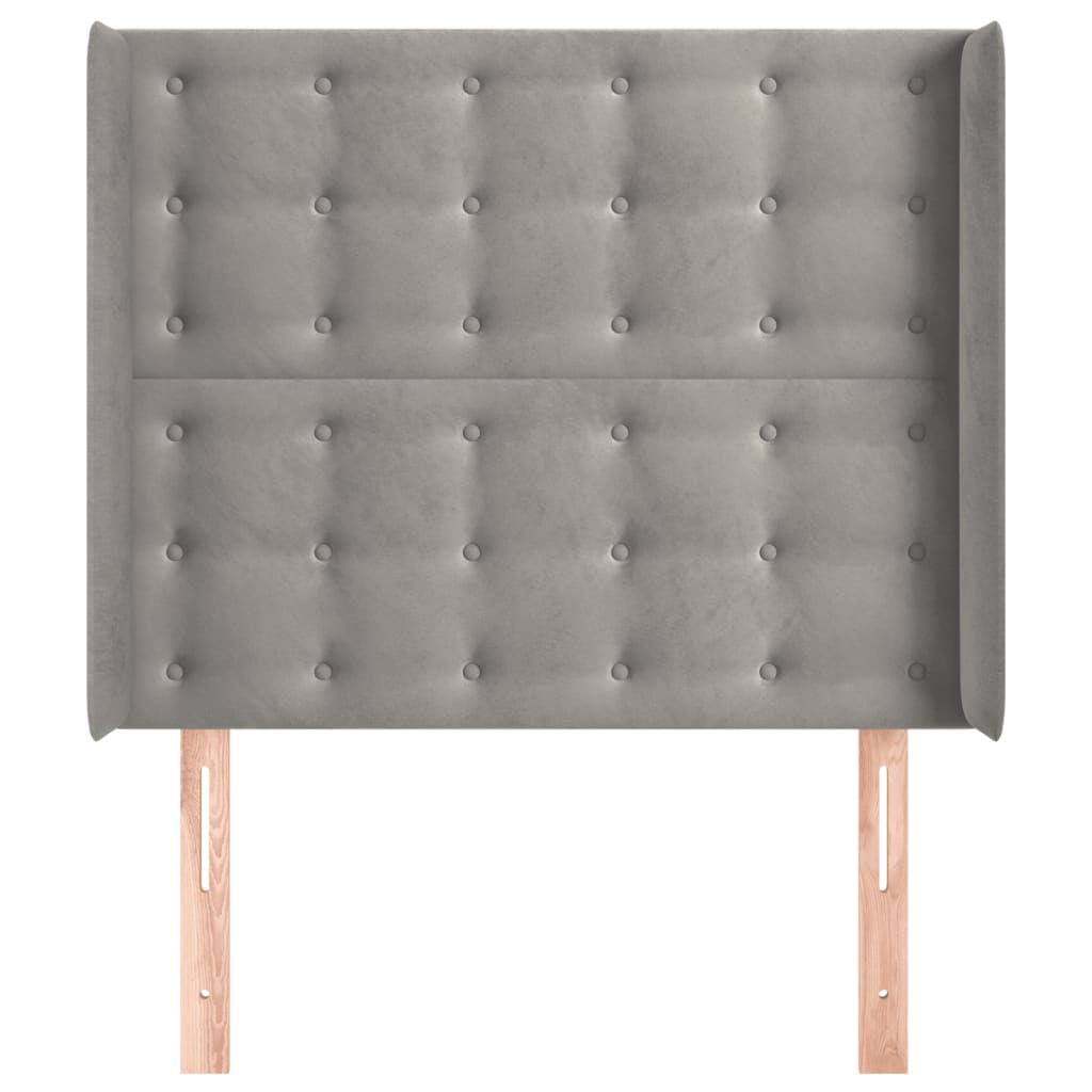 vidaXL Hoofdbord met randen 83x16x118/128 cm fluweel lichtgrijs afbeelding