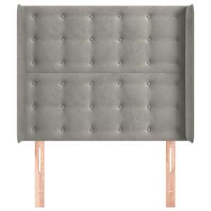 Čelo postele typu ušák světle šedé 83x16x118/128 cm samet - obrázek 3