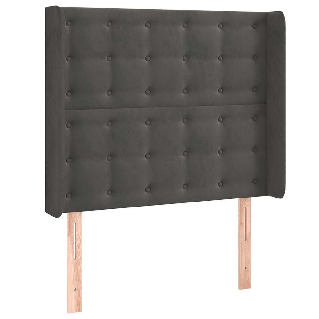 vidaXL Hoofdbord met randen 83x16x118/128 cm fluweel donkergrijs grijs, foto 3