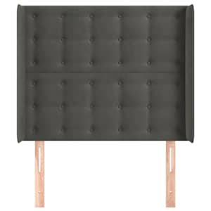 Čelo postele typu ušák tmavě šedé 83x16x118/128 cm samet - obrázek 3