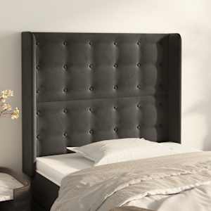 Čelo postele typu ušák tmavě šedé 83x16x118/128 cm samet - obrázek 1