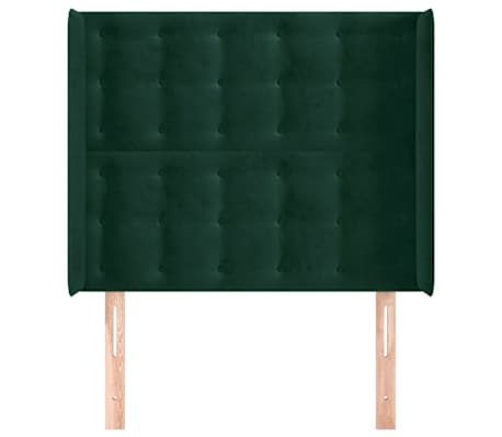 vidaXL Kopfteil mit Ohren Dunkelgr&uuml;n 83x16x118/128 cm Samt
