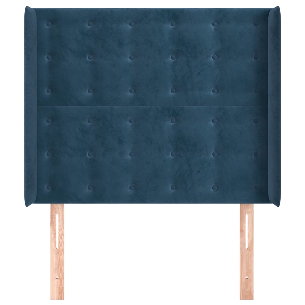 vidaXL Hoofdbord met randen 83x16x118/128 cm fluweel blauw afbeelding