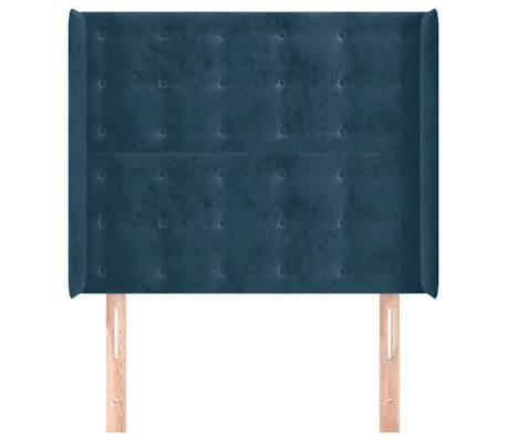 vidaXL T&ecirc;te de lit avec oreilles Bleu fonc&eacute; 83x16x118/128 cm Velours