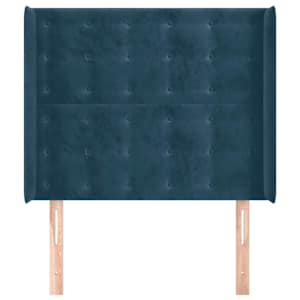 vidaXL T&ecirc;te de lit avec oreilles Bleu fonc&eacute; 83x16x118/128 cm Velours