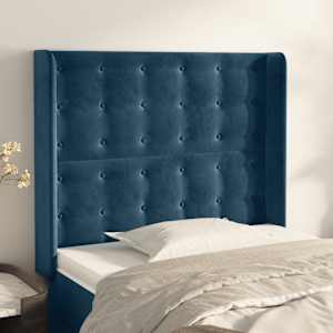 Vzglavje z ušesi temno modro 83x16x118/128 cm žamet
