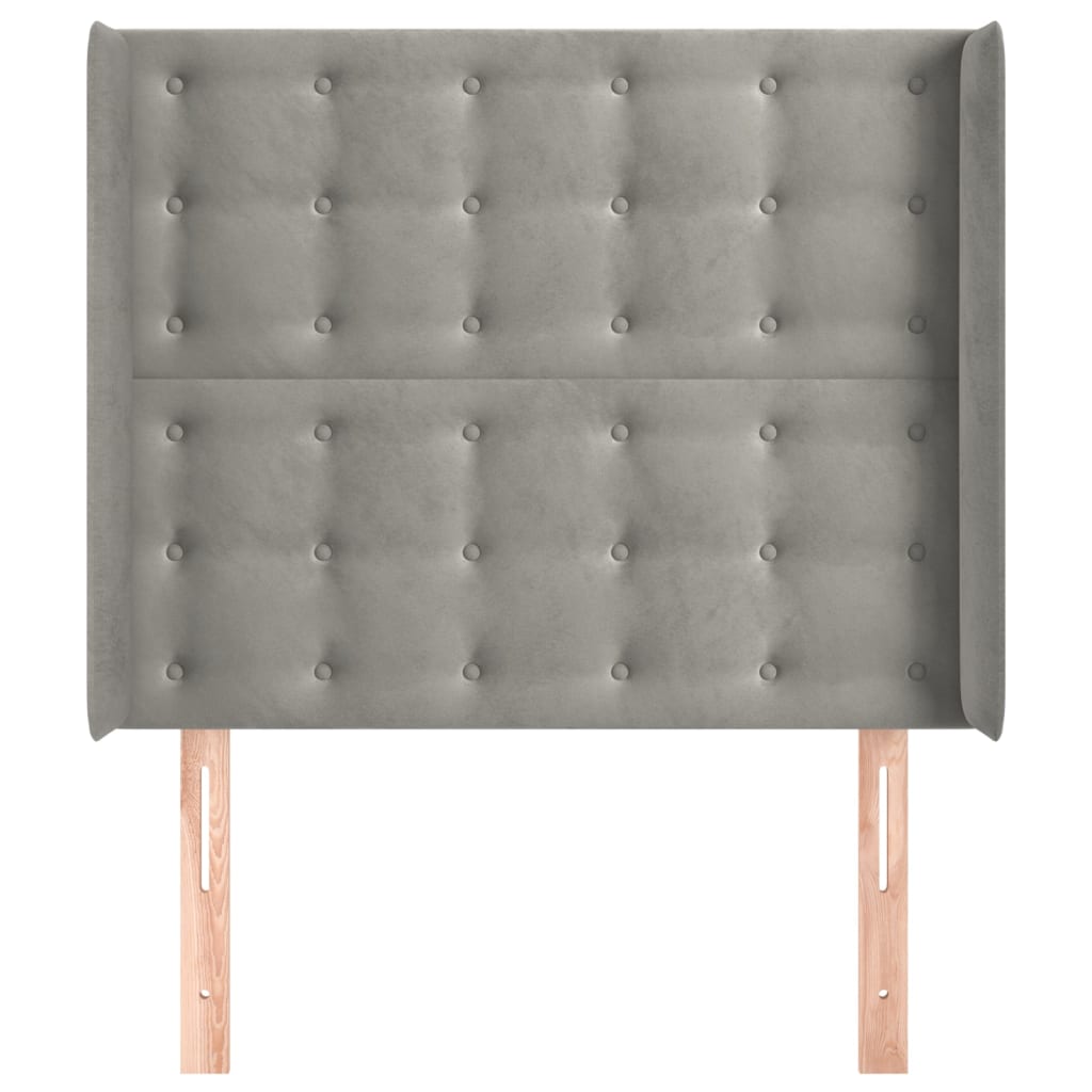 vidaXL Hoofdbord met randen 93x16x118/128 cm fluweel lichtgrijs afbeelding