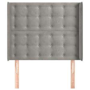 Čelo postele typu ušák světle šedé 93x16x118/128 cm samet - obrázek 3