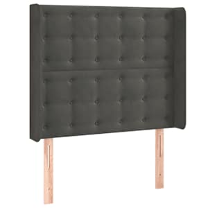 Čelo postele typu ušák tmavě šedé 93x16x118/128 cm samet - obrázek 2