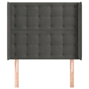 Čelo postele typu ušák tmavě šedé 93x16x118/128 cm samet - obrázek 3