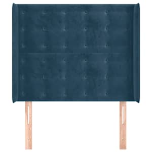 Čelo postele typu ušák tmavě modrá 93x16x118/128 cm samet - obrázek 3