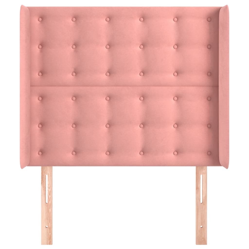 vidaXL Hoofdbord met randen 93x16x118/128 cm fluweel roze afbeelding