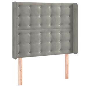 Čelo postele typu ušák světle šedé 103x16x118/128 cm samet - obrázek 2