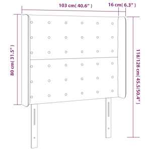 Čelo postele typu ušák tmavě šedé 103x16x118/128 cm samet - obrázek 9