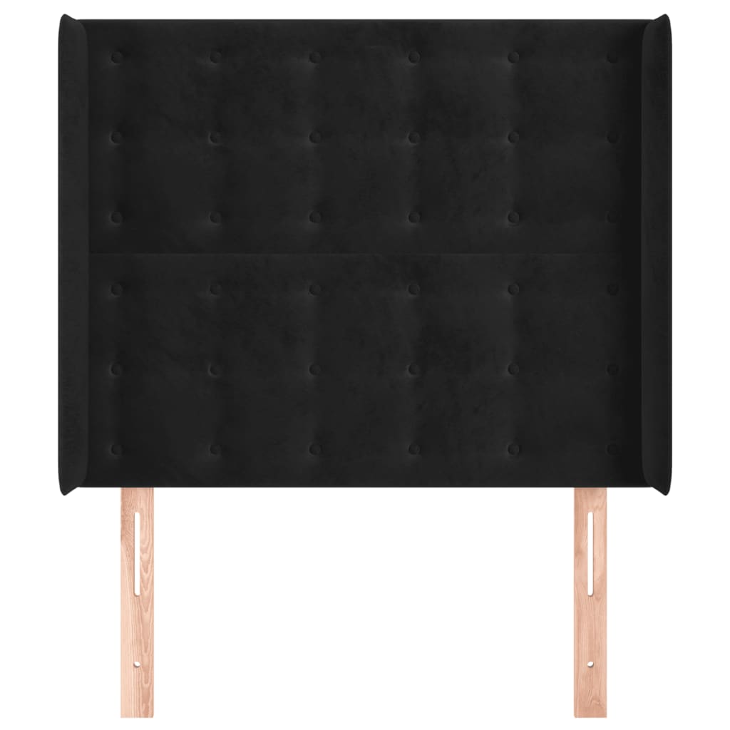 vidaXL Hoofdbord met randen 103x16x118/128 cm fluweel zwart afbeelding