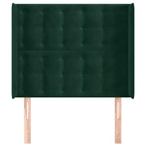 Čelo postele typu ušák tmavě zelená 103x16x118/128 cm samet - obrázek 3