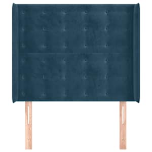 Čelo postele typu ušák tmavě modrá 103x16x118/128 cm samet - obrázek 3