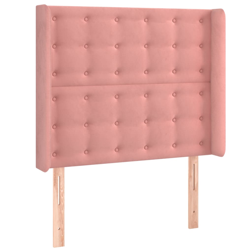 vidaXL Čelo postele typu ušák růžové 103x16x118/128 cm samet