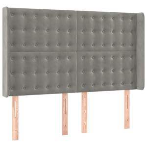 Čelo postele typu ušák světle šedé 147x16x118/128 cm samet - obrázek 2