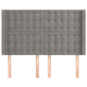 Čelo postele typu ušák světle šedé 147x16x118/128 cm samet - obrázek 3